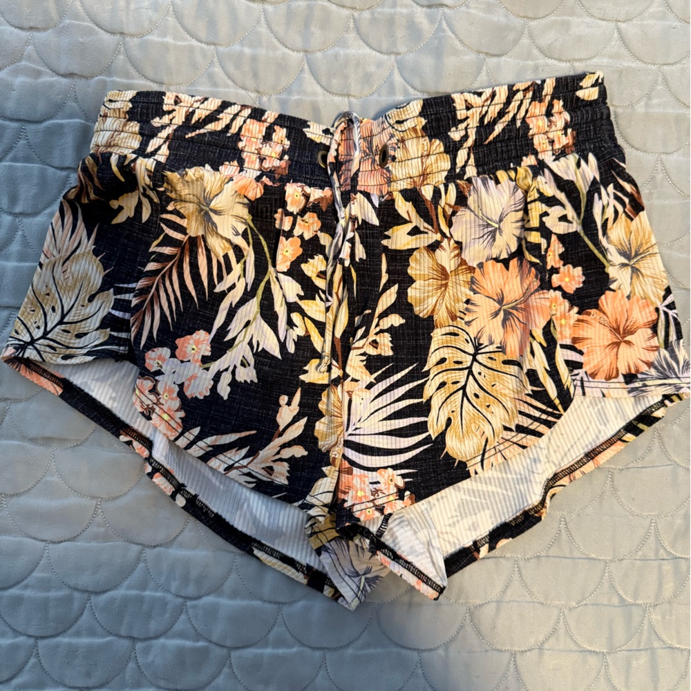 Rip Curl Black Floral Patterned booty Shorts